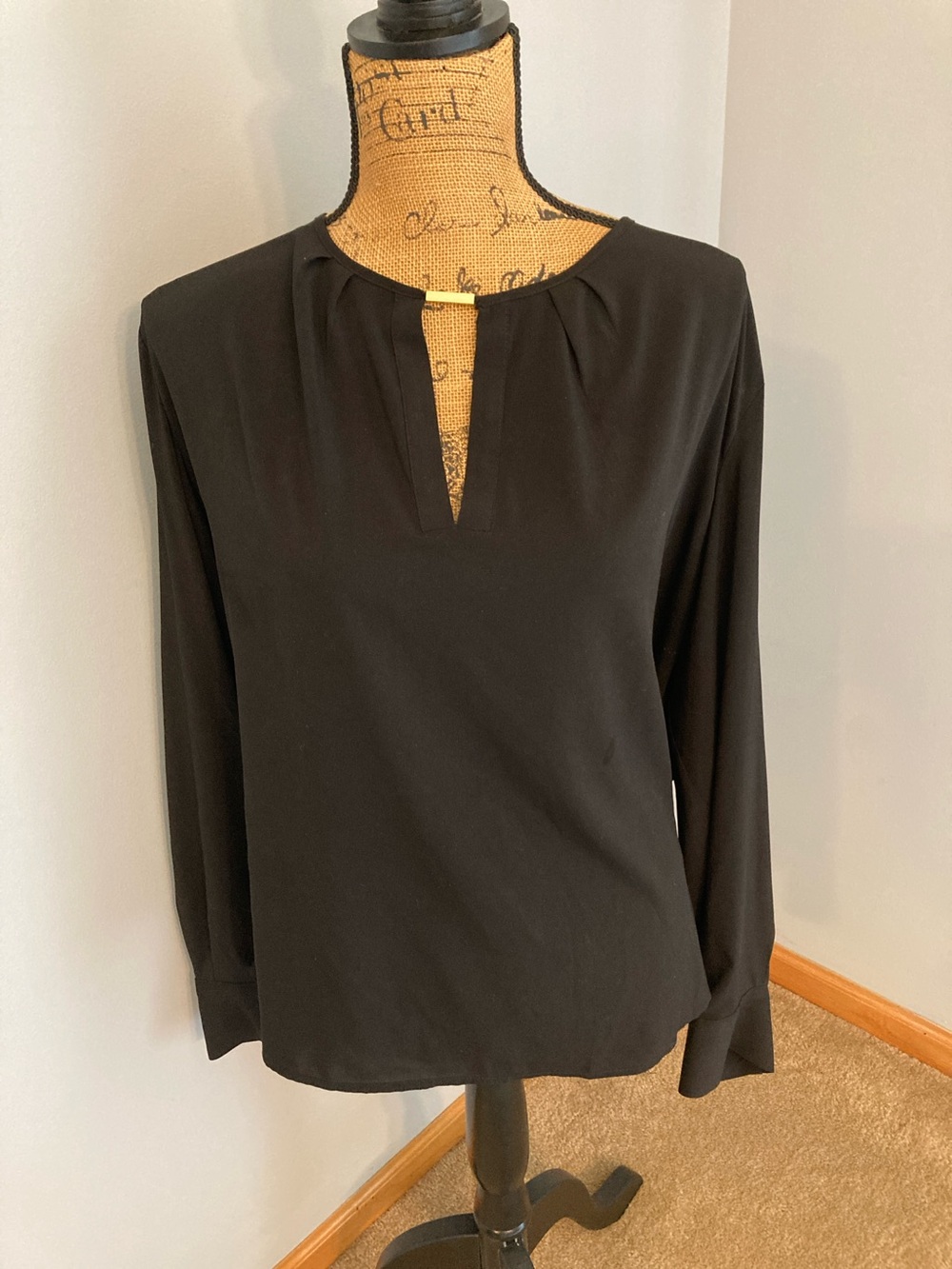 Calvin Klein Black Long-Sleeve Keyhole Blouse Women Size 3X